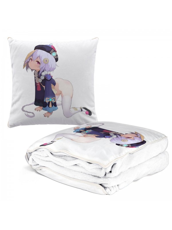 Special Anime 2 IN 1 Travel Blanket And Pillow Set Genshin Impact Qiqi 38x38/150x180
