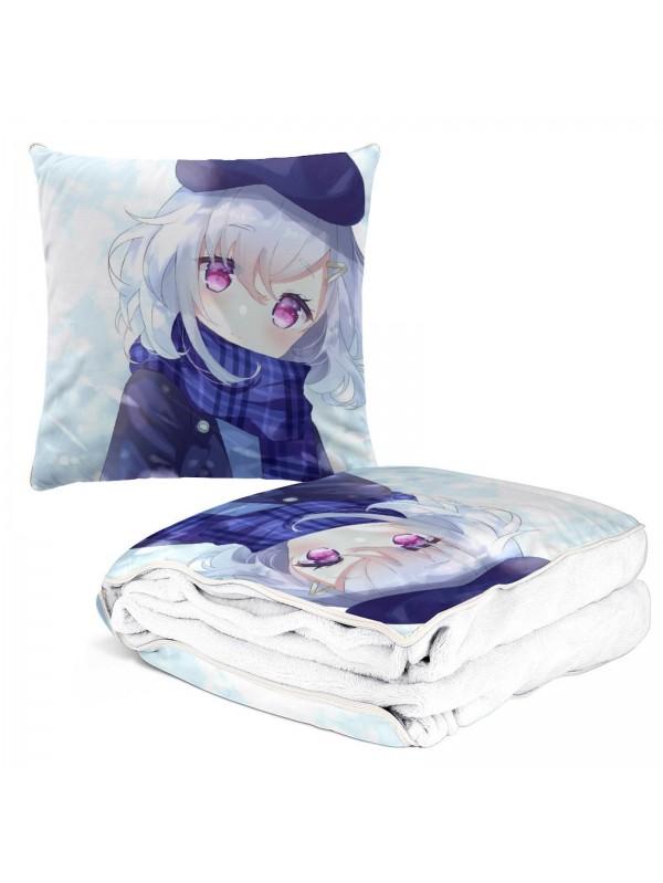 Welcome Anime 2 IN 1 Travel Blanket And Pillow Set Genshin Impact Qiqi 38x38/150x180
