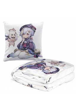 Hot Sale Anime 2 IN 1 Travel Blanket And Pillow Set Genshin Impact Qiqi 38x38/150x180