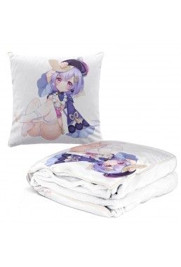 Unique Anime 2 IN 1 Travel Blanket And Pillow Set Genshin Impact Qiqi 38x38/150x180