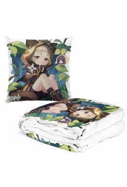 Premium Anime 2 IN 1 Travel Blanket And Pillow Set Genshin Impact Sayu 38x38/150x180