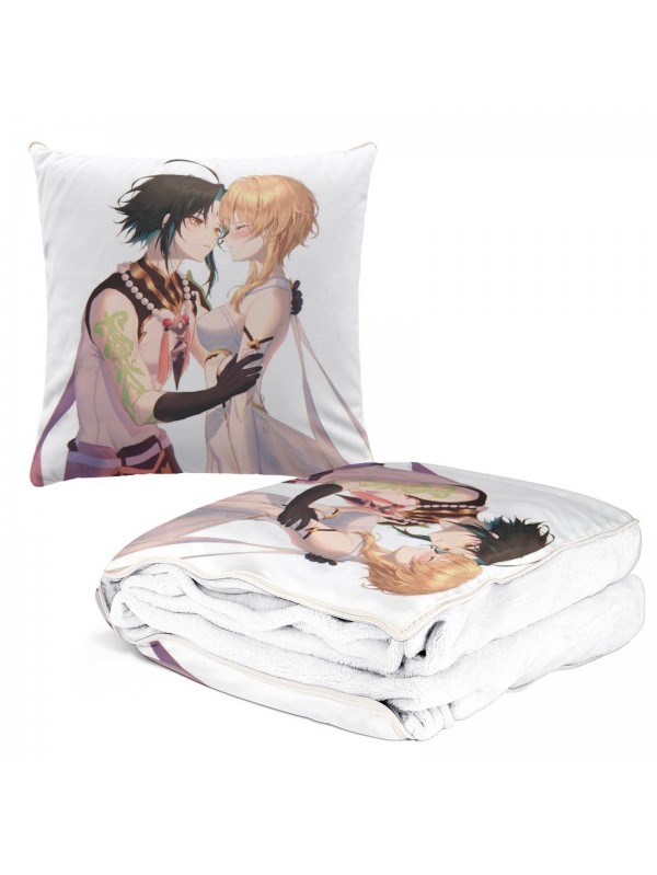 High Quality Anime 2 IN 1 Travel Blanket And Pillow Set Genshin Impact Xiao 38x38/150x180