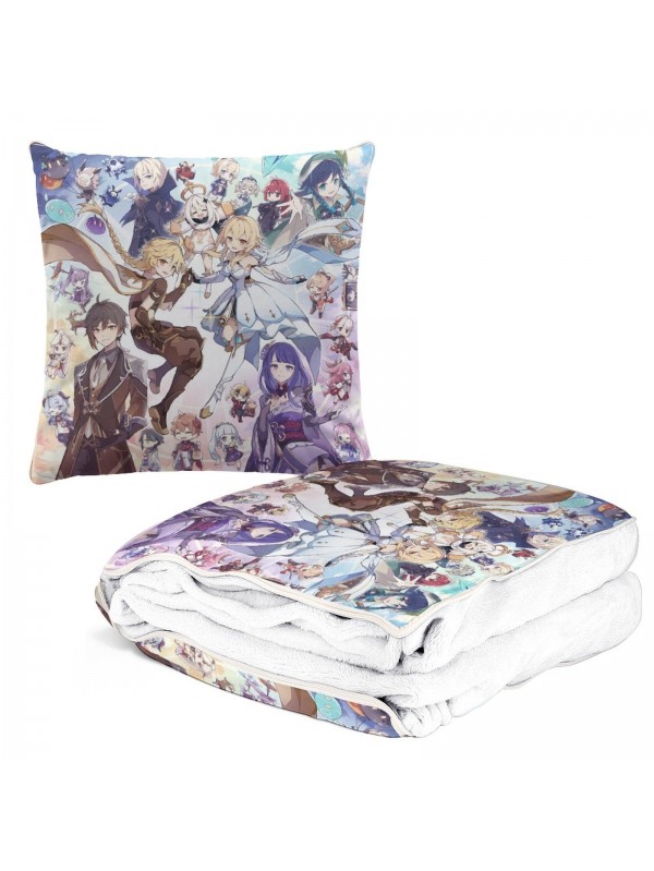 Soft Anime 2 IN 1 Travel Blanket And Pillow Set Genshin Impact Xiao 38x38/150x180