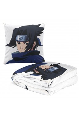 Custom Anime All-In-One Travel Blanket And Pillow Set Naruto Uchiha Sasuke