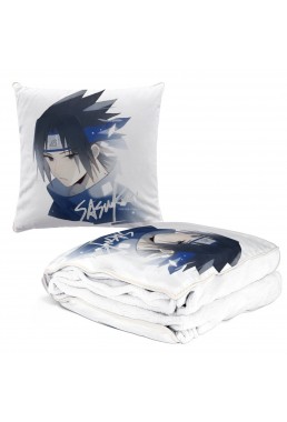 Coolest Anime All-In-One Travel Blanket And Pillow Set Naruto Uchiha Sasuke