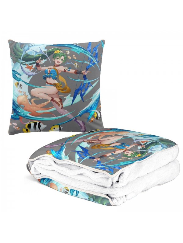 Clearance Anime 2 IN 1 Travel Blanket And Pillow Set Nintendo Fire Emblem Lyndis 38x38cm/150x180cm