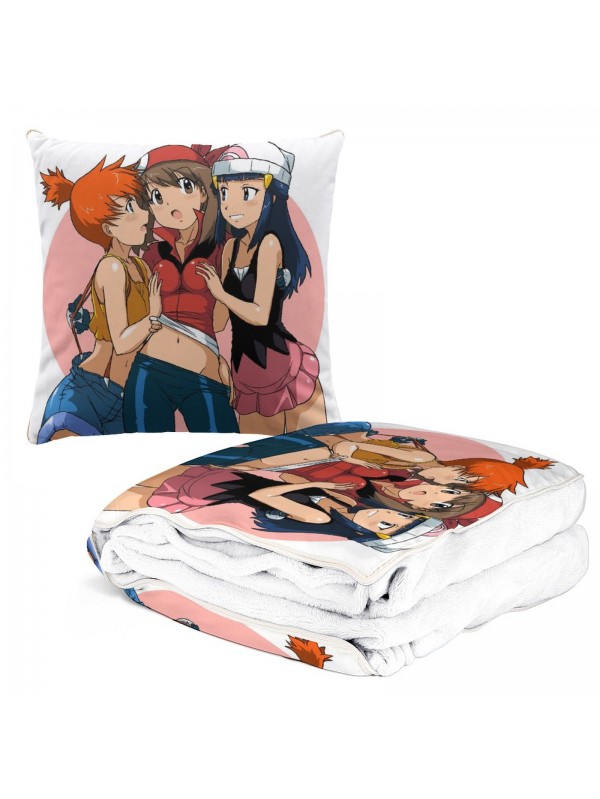 Anime 2 IN 1 Convertible Blanket Pillow Pokemon Haruka 38x38cm/150x180cm