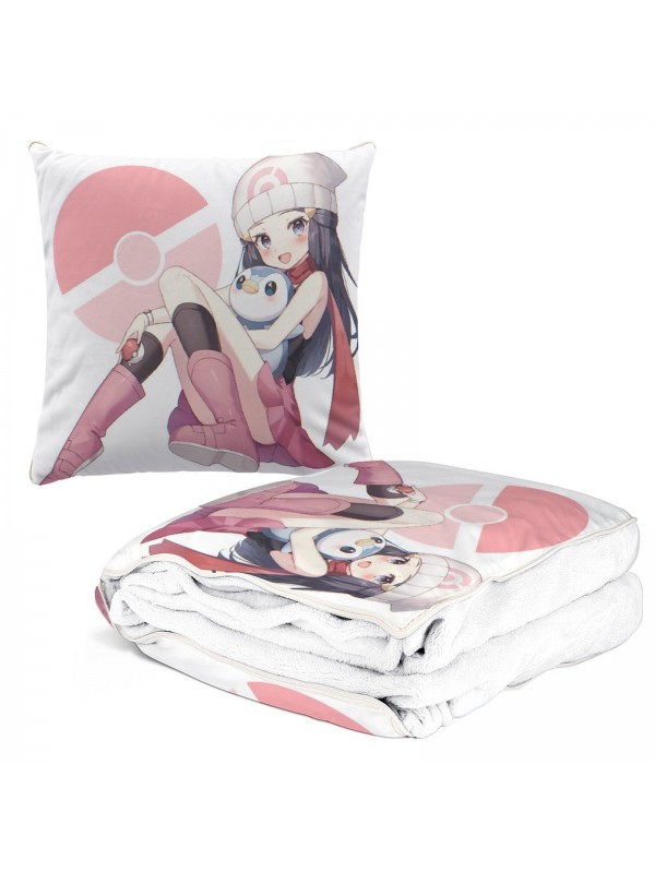 Anime 2 IN 1 Travel Blanket And Pillow Set Pokemon Hikari 38x38cm/150x180cm