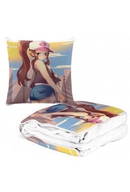 Anime 2 IN 1 Travel Blanket And Pillow Set Pokemon Touko 38x38cm/150x180cm