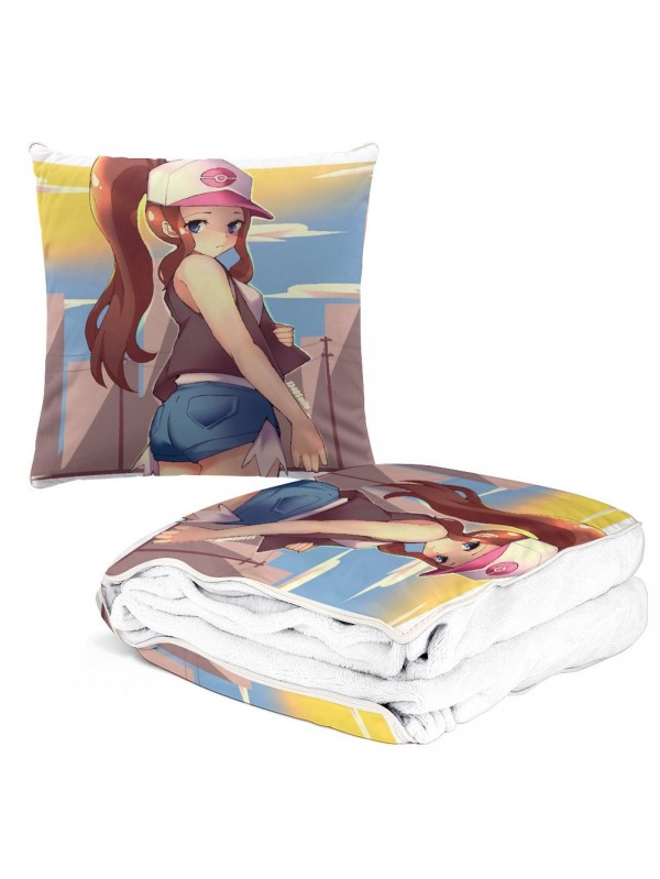 Anime 2 IN 1 Travel Blanket And Pillow Set Pokemon Touko 38x38cm/150x180cm