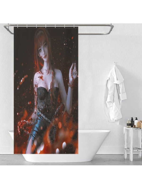 Discount Anime Shower Curtain Chainsaw Man Makima Outlet