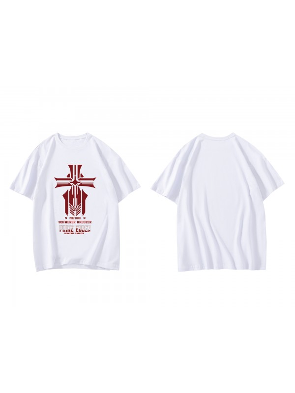 Durable Prinz Eugen Schwerer Kreuzer Azur Lane Short Sleeve Mens Graphic T-Shirts Fashion Printed Tops Cosplay Costume T Shirts For Women's