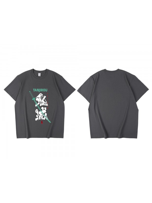 Premium Tanjirou Demon Slayer Short Sleeve Mens Graphic T-Shirts Fashion Printed Tops Cosplay Costume T Shirts For Women's