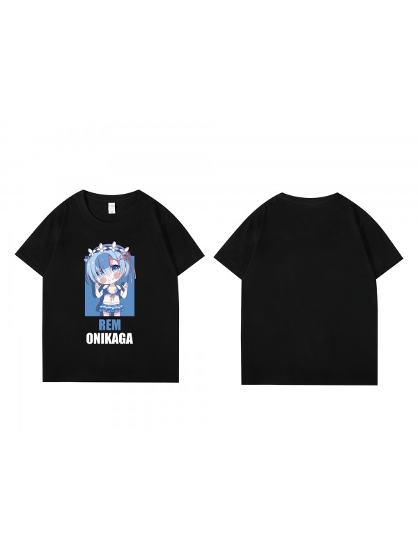 2023 Rem Relife In A Different World From Zero Short Sleeve Mens Graphic T-Shirts Fashion Printed Tops Cosplay Costume T Shirts For Women's