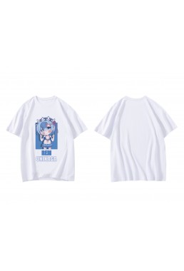 Funny Rem Relife In A Different World From Zero Short Sleeve Mens Graphic T-Shirts Fashion Printed Tops Cosplay Costume T Shirts For Women's