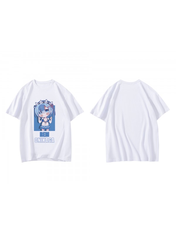 Funny Rem Relife In A Different World From Zero Short Sleeve Mens Graphic T-Shirts Fashion Printed Tops Cosplay Costume T Shirts For Women's