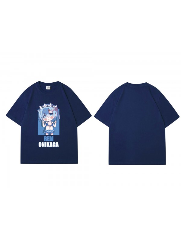 Custom Rem Relife In A Different World From Zero Short Sleeve Mens Graphic T-Shirts Fashion Printed Tops Cosplay Costume T Shirts For Women's