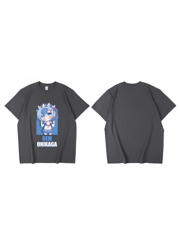 Coolest Rem Relife In A Different World From Zero Short Sleeve Mens Graphic T-Shirts Fashion Printed Tops Cosplay Costume T Shirts For Women's