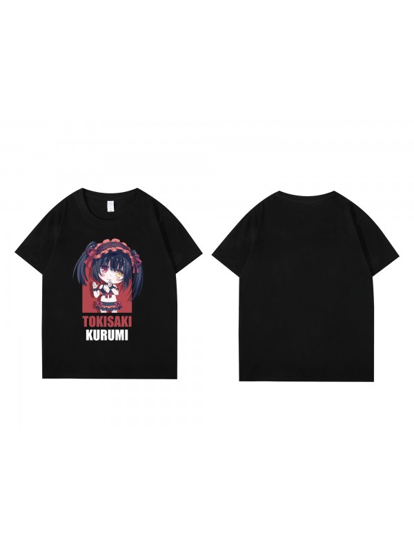 High Quality Tokisaki Kurumi Nightmare Short Sleeve Mens Graphic T-Shirts Fashion Printed Tops Cosplay Costume T Shirts For Women's