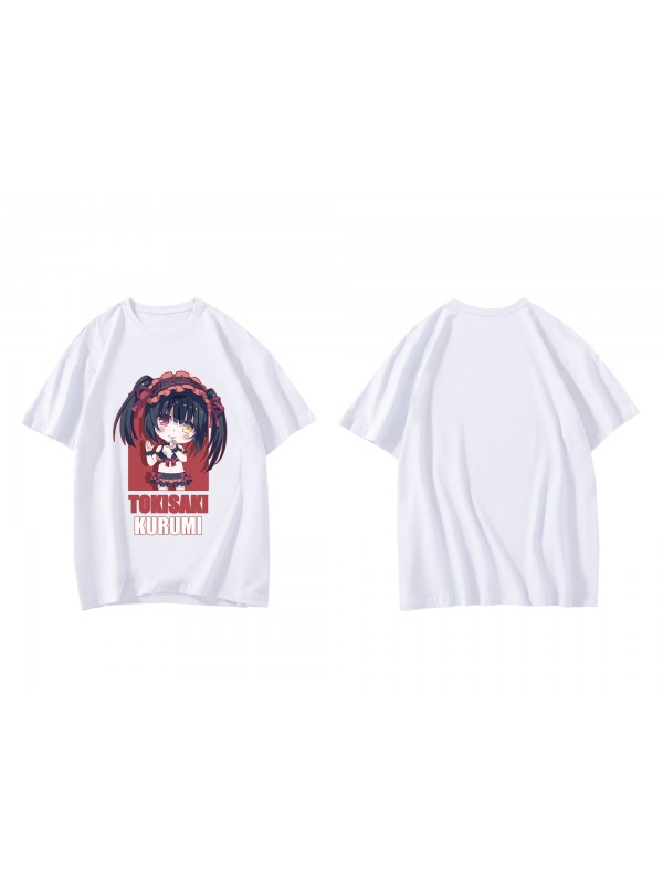 Soft Tokisaki Kurumi Nightmare Short Sleeve Mens Graphic T-Shirts Fashion Printed Tops Cosplay Costume T Shirts For Women's