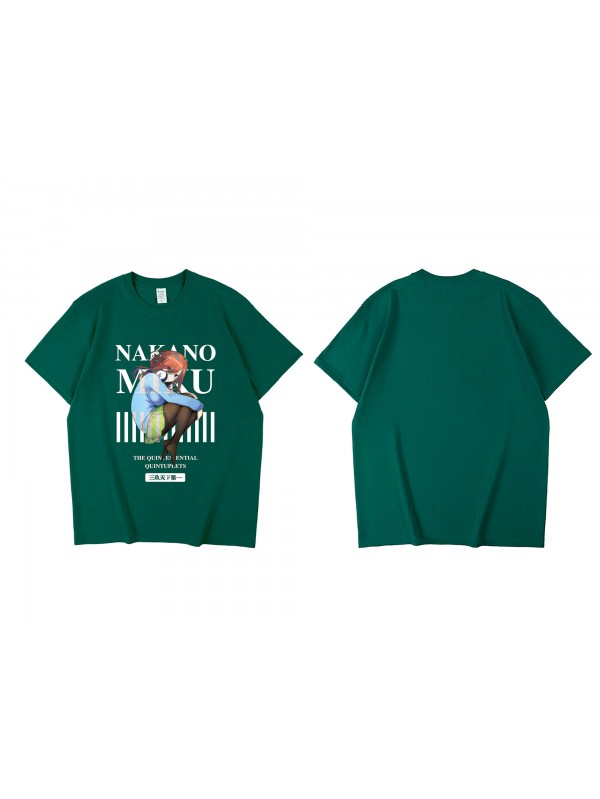 High Quality Nakano Miku The Quintessential Quintuplets Short Sleeve Mens Graphic T-Shirts Fashion Printed Tops Cosplay Costume T Shirts For Women's