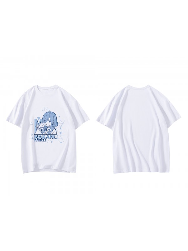 Durable Nakano Miku The Quintessential Quintuplets Short Sleeve Mens Graphic T-Shirts Fashion Printed Tops Cosplay Costume T Shirts For Women's