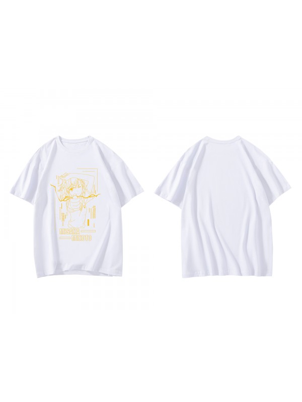 Custom Misaka Mikoto Short Sleeve Mens Graphic T-Shirts Fashion Printed Tops Cosplay Costume T Shirts For Women's