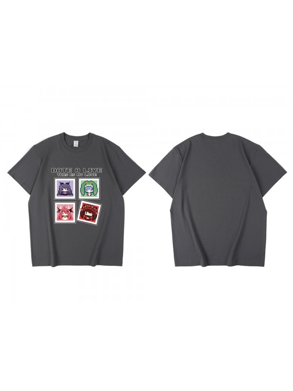Custom Nightmare Date A Live Short Sleeve Mens Graphic T-Shirts Fashion Printed Tops Cosplay Costume T Shirts For Women's