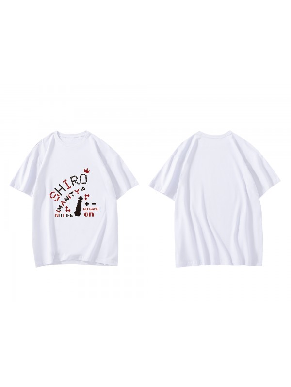 Personalised Shiro No Game No Life Short Sleeve Mens Graphic T-Shirts Fashion Printed Tops Cosplay Costume T Shirts For Women's