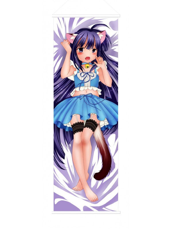 Cute Violet Hair Loli Neko Anime Wall Poster Banner Japanese Art