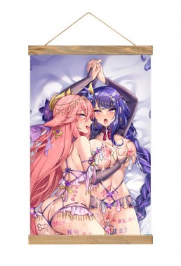 Welcome Wall Scroll Decor Genshin Impact Yae Miko Raiden Shogun Baal 40x60cm(23.6x15.7in)