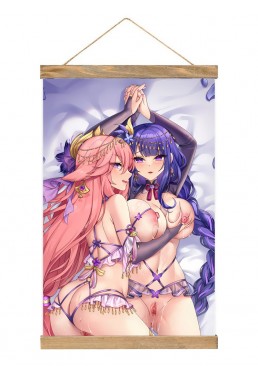 Unique Wall Scroll Poster Anime Genshin Impact Yae Miko Raiden Shogun Baal 40x60cm(23.6x15.7in)