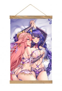 Limited Edition Anime Wall Scroll Sexy Genshin Impact Yae Miko Raiden Shogun Baal 40x60cm(23.6x15.7in)